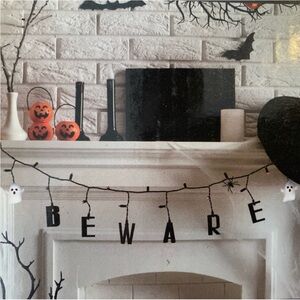 Huntington Home “Beware” Halloween String Lights – Ghost & Letter Garland (EUC)